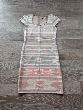 Peruvian Connection Southwestern Knit Short Sleeve Sweater Dress Size Small